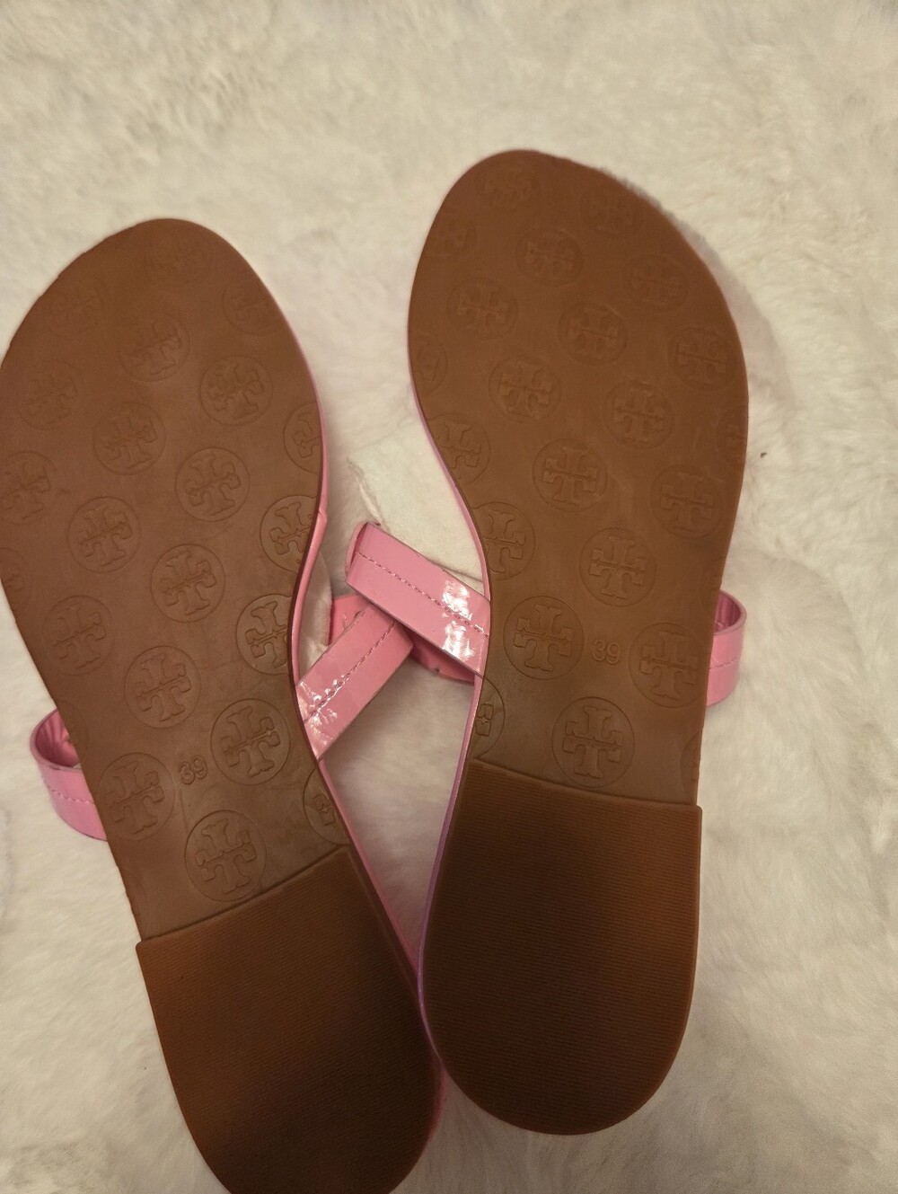 Tory Burch Pink Patent Leather Slide Sandals
